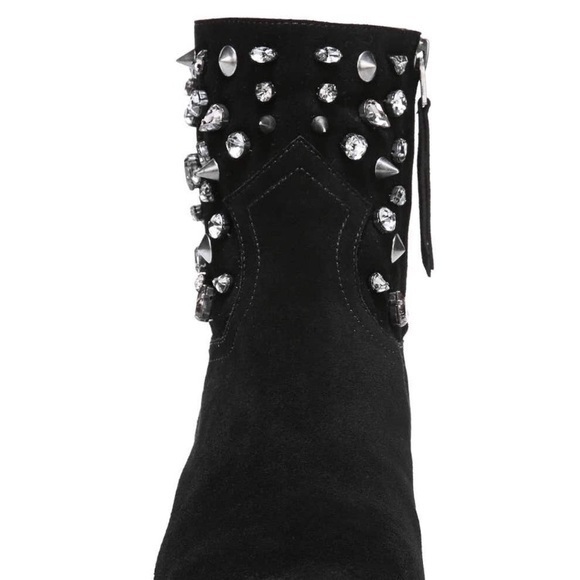 NWOT Sam Edelman Avril Studded Black Suede Booties Womens sz 8 Western Boot Boho - Picture 2 of 8